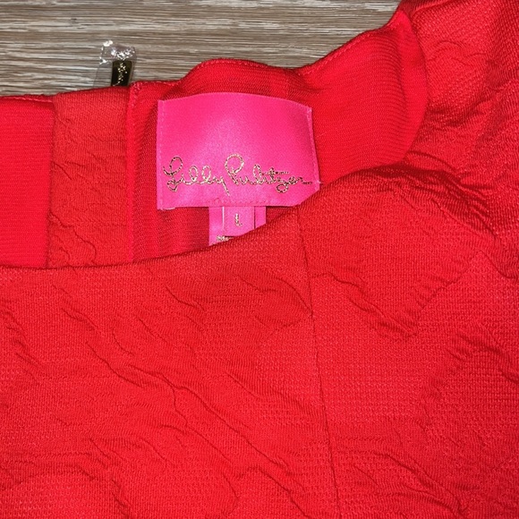 Lilly Pulitzer Knowles Dress in Ruby Red Knit Pucker Jacquard size Large NWT - Picture 7 of 10